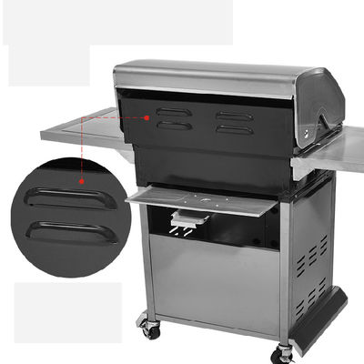 kaufen 4 Brenner Vertikal Gas oder Holzkohle BBQ Grill Außenhaus Garten Verwendung Online-Herstellung