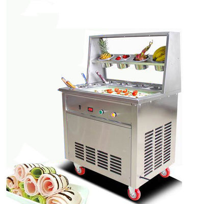 Doppelpaneneismaschine mit Gefrierschrank gebraten / Eiscreme Rollmaschine Thai Stir Fry