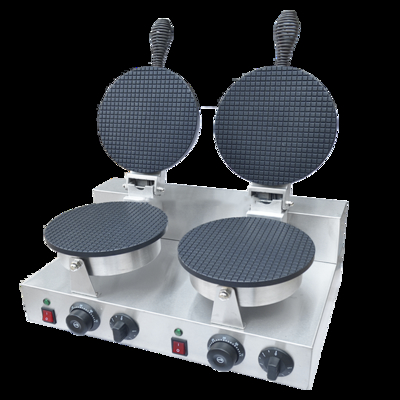 Gewerbliche Waffel-Eiscreme-Kone Bäcker Doppelkopf-Waffelmaschine Snack-Pfannkuchen-Kone-Hersteller